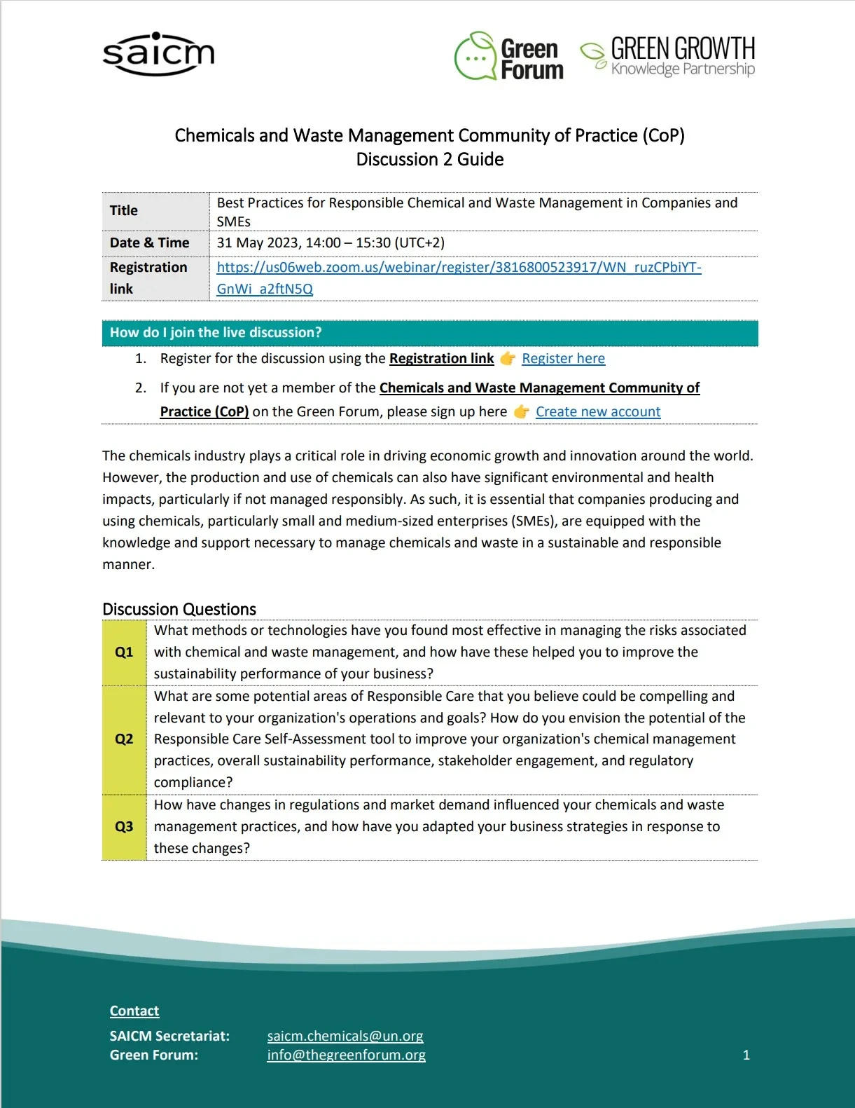 Discussion 2 Guide - Chemicals and Waste Management CoP_31May